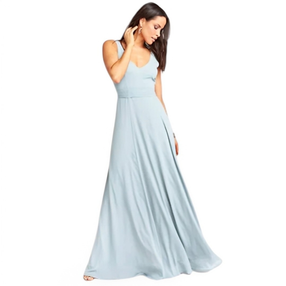 Show Me Your Mumu Jenn Maxi Dress Blue Women Small Tie Bow Detail Flowy